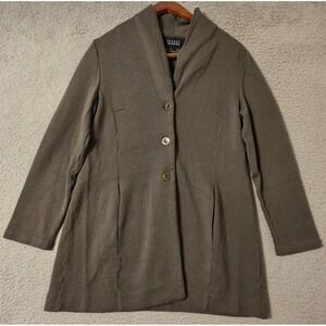 Visage New Zealand 100% Merino Wool Cardigan Jacket Gray Womens Size Large